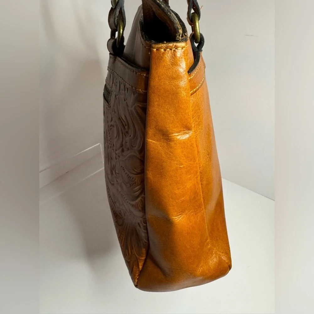 #151 Patricia Nash Florence Poppy Tooled Floral Leather Shoulder Tote Bag - Picture 16 of 16